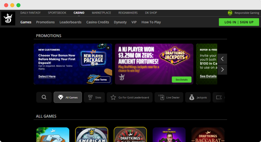 DraftKings online casino WV website